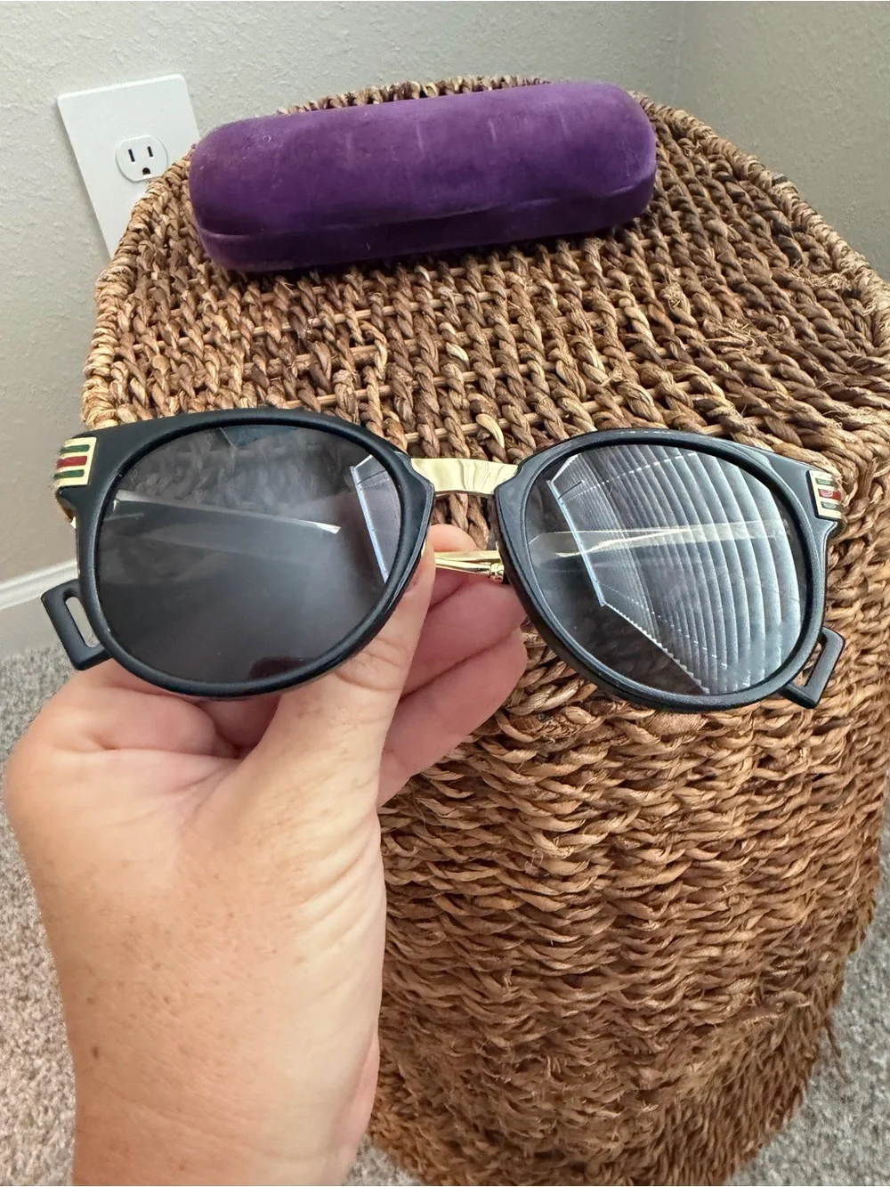 Gucci Men's Sunglasses GG0586SA 001 Black Gold  Lens 55mm Authentic
